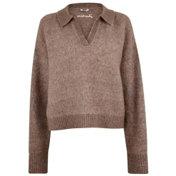 Jack Wills Cropped V-Neck Relaxed Fit Sweater in Brown