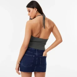 Jack Wills Cut Out Knit Top in Green