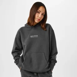 Jack Wills Embroidered Hooded Relaxed Sweatshirt in Grey
