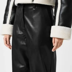 Jack Wills Faux Leather Straight Leg Trousers in Black