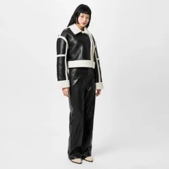 Jack Wills Faux Leather Straight Leg Trousers in Black