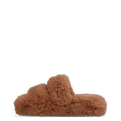Jack Wills Fluffy Strap Slide Slippers in Beige