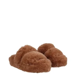Jack Wills Fluffy Strap Slide Slippers in Beige
