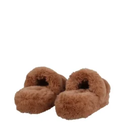Jack Wills Fluffy Strap Slide Slippers in Beige