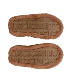 Jack Wills Fluffy Strap Slide Slippers in Beige