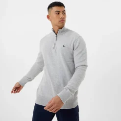 Jack Wills Funnel Neck Half Zip Jumper in Grey