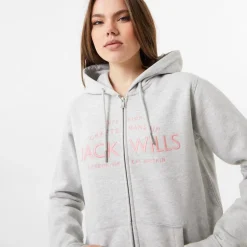 Jack Wills Hunston Logo Zip Hoodie in Grey