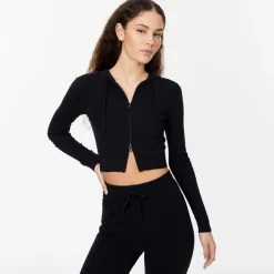 Jack Wills Knitted Zip Hoodie in Black