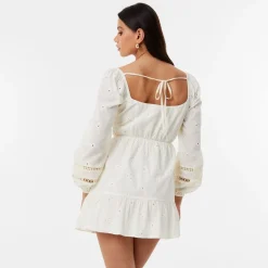 Jack Wills Long Sleeve Boho Dress in White