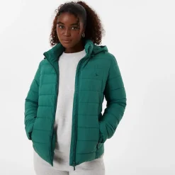 Jack Wills Luna Hooded Puffer Jacket in Green