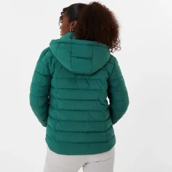 Jack Wills Luna Hooded Puffer Jacket in Green