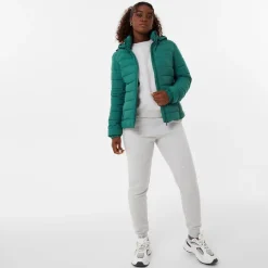 Jack Wills Luna Hooded Puffer Jacket in Green