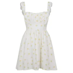 Jack Wills Patterned Tie Back Dress in White