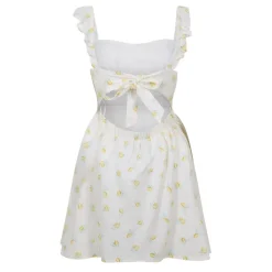 Jack Wills Patterned Tie Back Dress in White