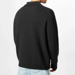 Jack Wills Quarter Zip Rib Sweater in Black