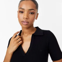 Jack Wills Rib Knit Polo Dress in Black