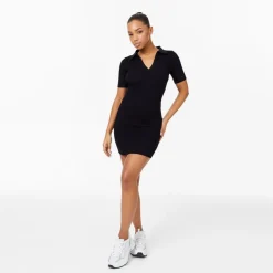 Jack Wills Rib Knit Polo Dress in Black