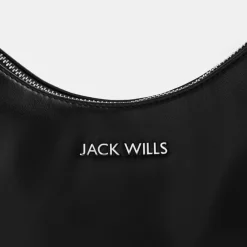 Jack Wills Structured Hobo Handbag with Detachable Strap in Black