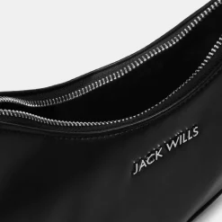 Jack Wills Structured Hobo Handbag with Detachable Strap in Black