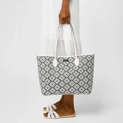Kate Spade Jacquard Bleecker Large Tote Bag in Grey