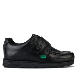 Kickers Children Boys Fragma Lo Strap Leather Shoe in Black