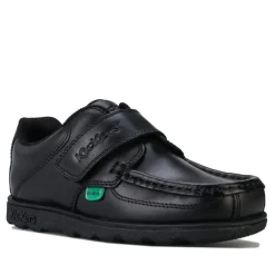 Kickers Children Boys Fragma Lo Strap Leather Shoe in Black