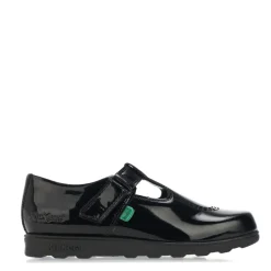 Kickers Children Girls Fragma T-Bar Patent Shoes in Black