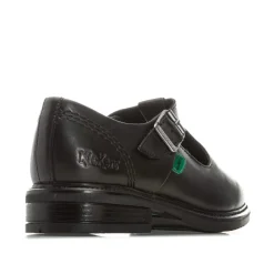 Kickers Children Girls Lach T-Bar Leather Shoes in Black