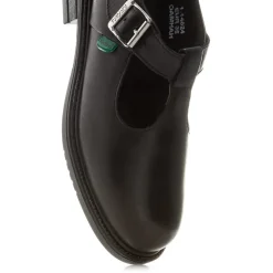 Kickers Children Girls Lach T-Bar Leather Shoes in Black