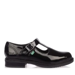 Kickers Junior Girls Lach T-Bar Patent Shoe in Black