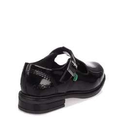 Kickers Junior Girls Lach T-Bar Patent Shoe in Black