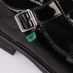 Kickers Junior Girls Lach T-Bar Patent Shoe in Black