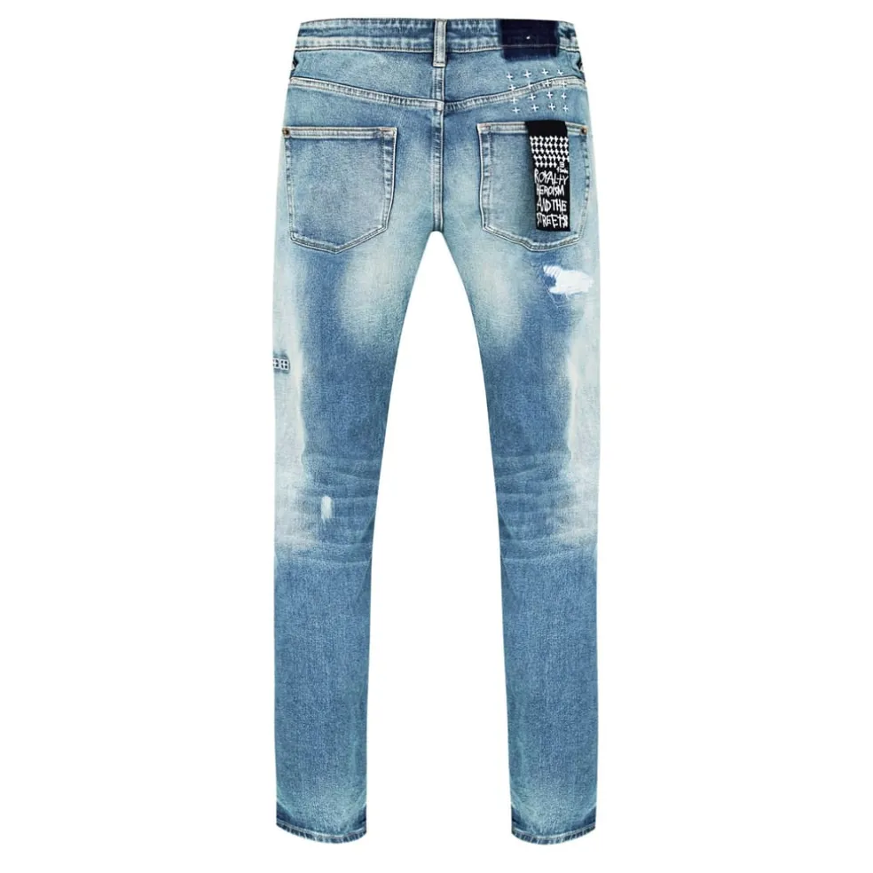 KSUBI Distressed Relaxed Fit Jeans in Blue