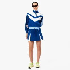 Lacoste Adjustable Colour-Block Interlock Skirt in Blue-White