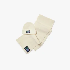 Lacoste Beanie & Scarf Gift Box in Cream