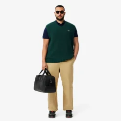 Lacoste Carded Wool V-Neck Sweater Vest in Green