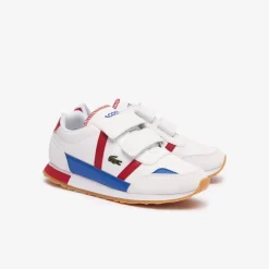 Lacoste Childrens Partner Trainers in White red