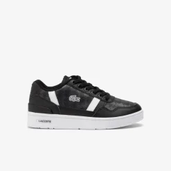 Lacoste Childrens T-Clip Trainers in Black-White