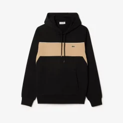 Lacoste Colour-Block Fleece Hoodie in Black