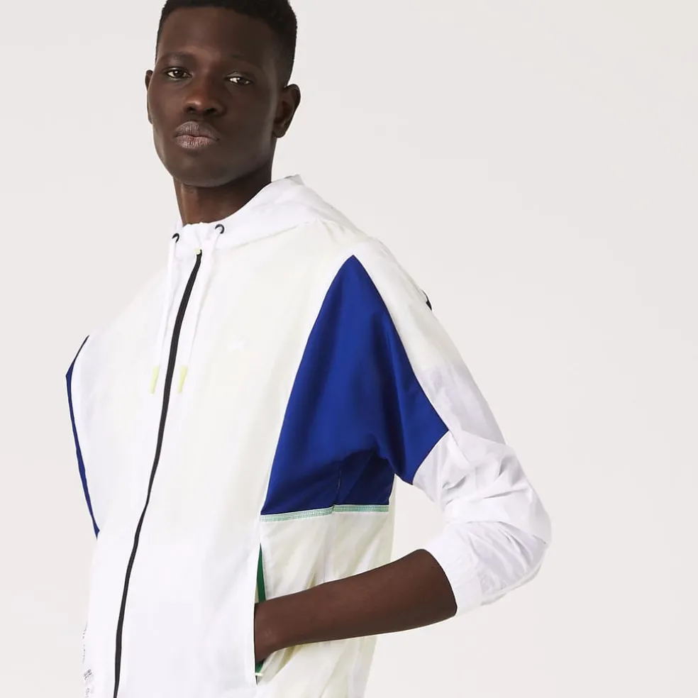 Lacoste Colour-Block Windbreaker Jacket in White