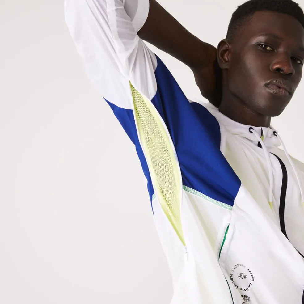 Lacoste Colour-Block Windbreaker Jacket in White