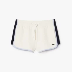Lacoste Contrast Panel Piqué Shorts in Cream