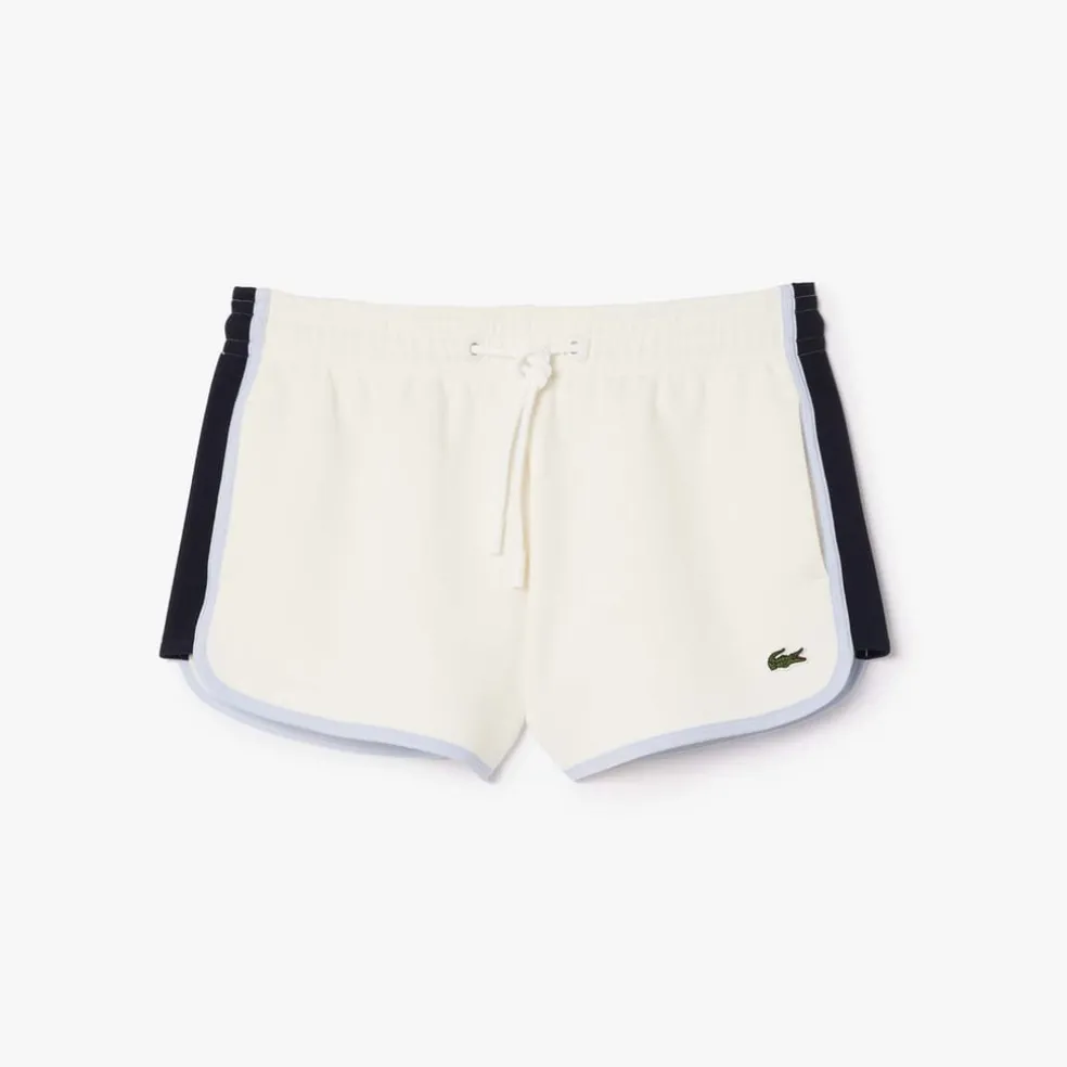 Lacoste Contrast Panel Piqué Shorts in Cream