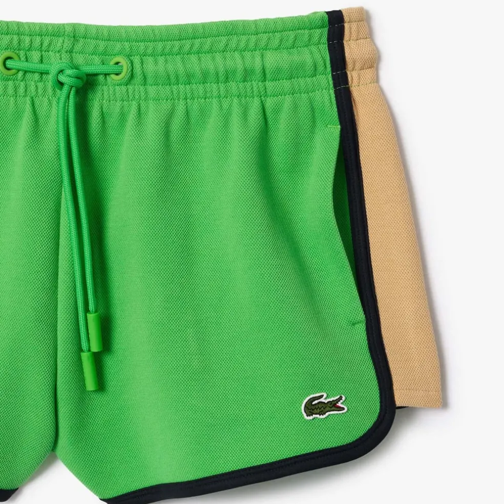 Lacoste Contrast Panel Piqué Shorts in Green