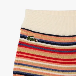 Lacoste Contrast Waist Striped Cotton Shorts in Multi colour
