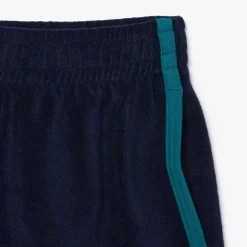 Lacoste Cotton Terry Contrast Accent Shorts in Blue