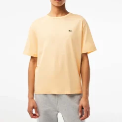 Lacoste Crewneck Premium Cotton T-Shirt in Yellow