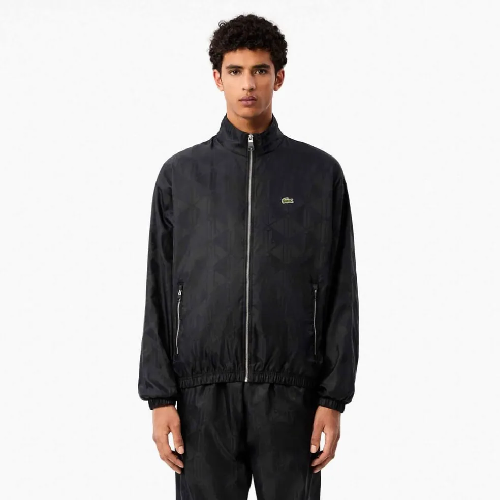 Lacoste Crocodile Print Aop Mono Track Jacket in Black