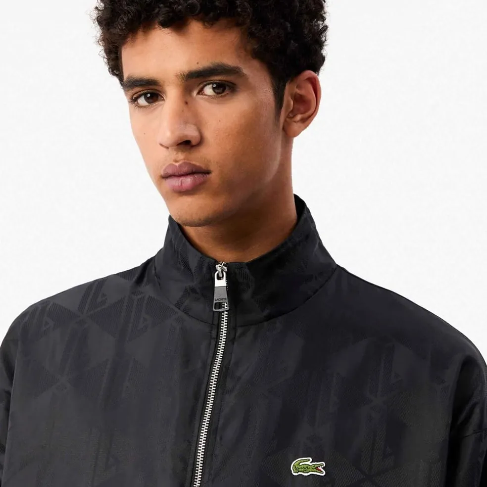 Lacoste Crocodile Print Aop Mono Track Jacket in Black