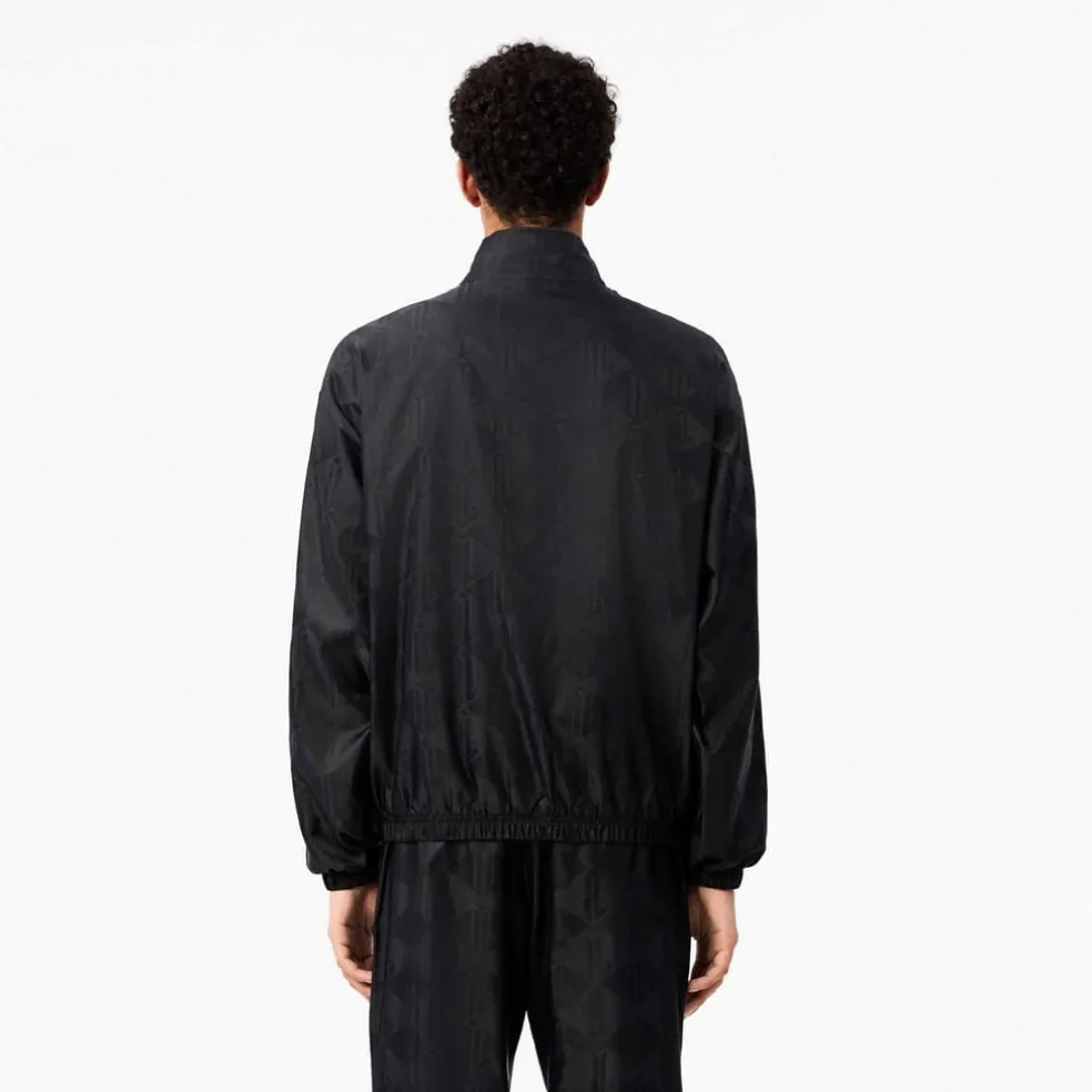 Lacoste Crocodile Print Aop Mono Track Jacket in Black